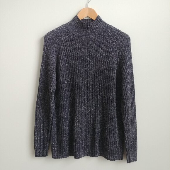 Vintage Pelican Cove mockneck cotton blend ribbed sweater top Large flecked - Picture 1 of 15